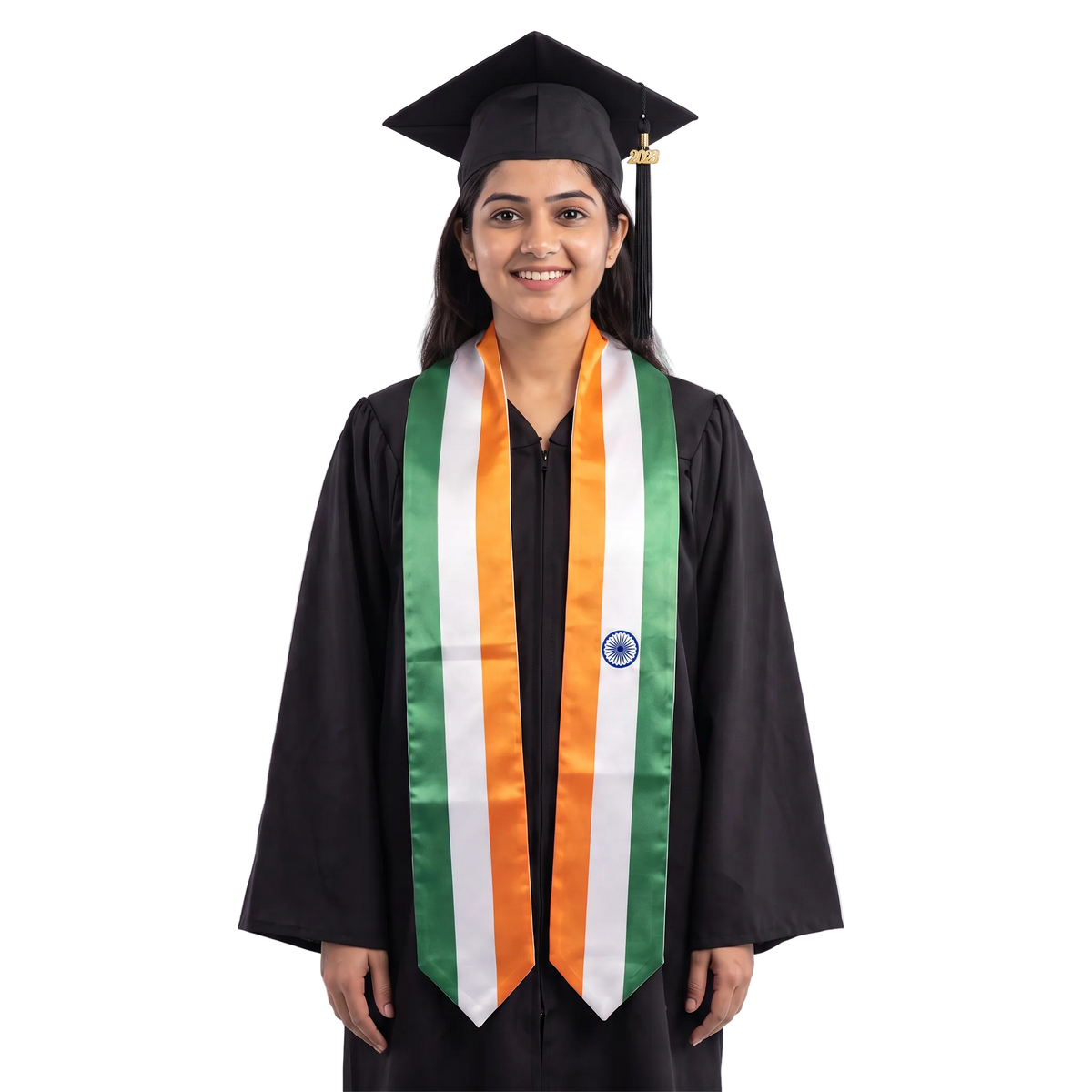 India flag graduation stole, satin sash with printed Indian flag
