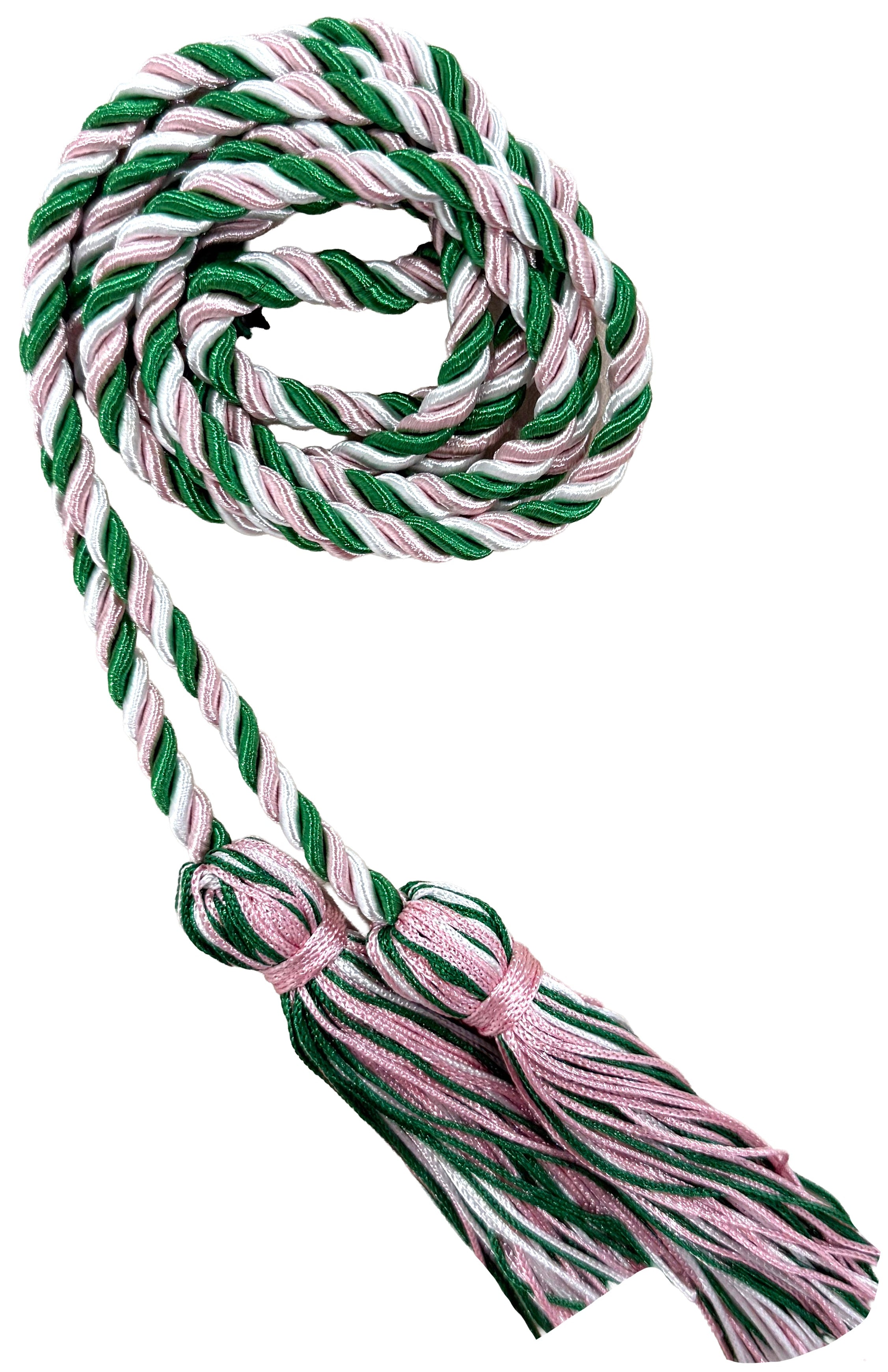 Kelly Green, White & Pink Three Color Graduation Honor Cord