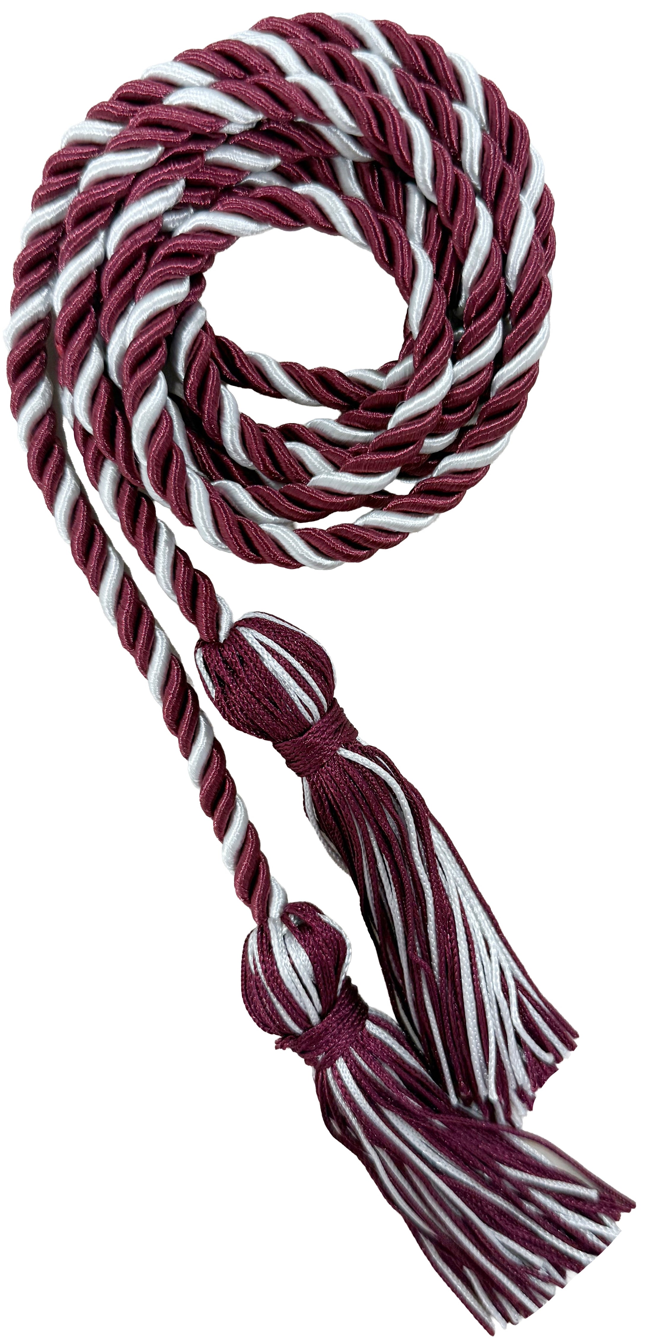 Maroon and White Two Color Graduation Honor Cord