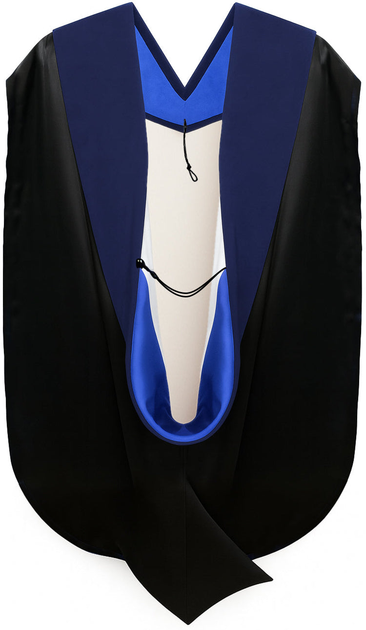 PhD Hood Dark Blue Velvet - Royal Blue & White