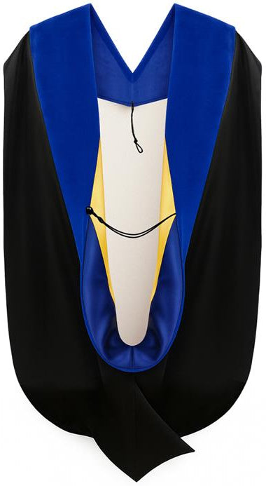 Phd Hood Dark Blue Velvet - Royal Blue & Gold