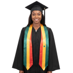 Senegal graduation stole, white satin sash with embroidered Senegal flag patch

