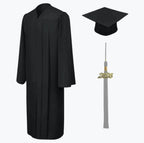 Matte Black Cap, Gown & Silver Tassel - Vocational Nursing for Angeles University