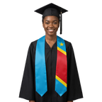 Republic of the Congo flag graduation stole, satin sash with printed Congolese flag
