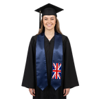 United Kingdom flag graduation stole, satin sash with printed Union Jack
