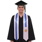 Uruguay flag graduation stole, satin sash with printed Uruguayan flag
