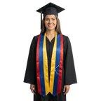Venezuela graduation stole, white satin sash with embroidered Venezuela flag patch
