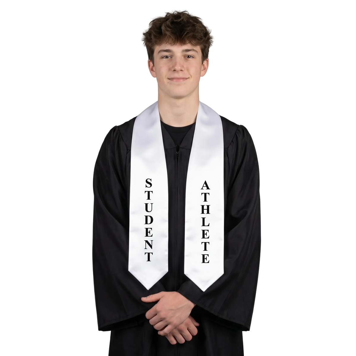 White student athlete graduation stole for college and high school graduates