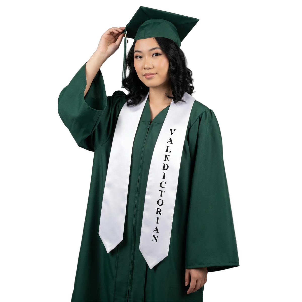White Valedictorian graduation stole – GradWear honor sash for high school and college graduates