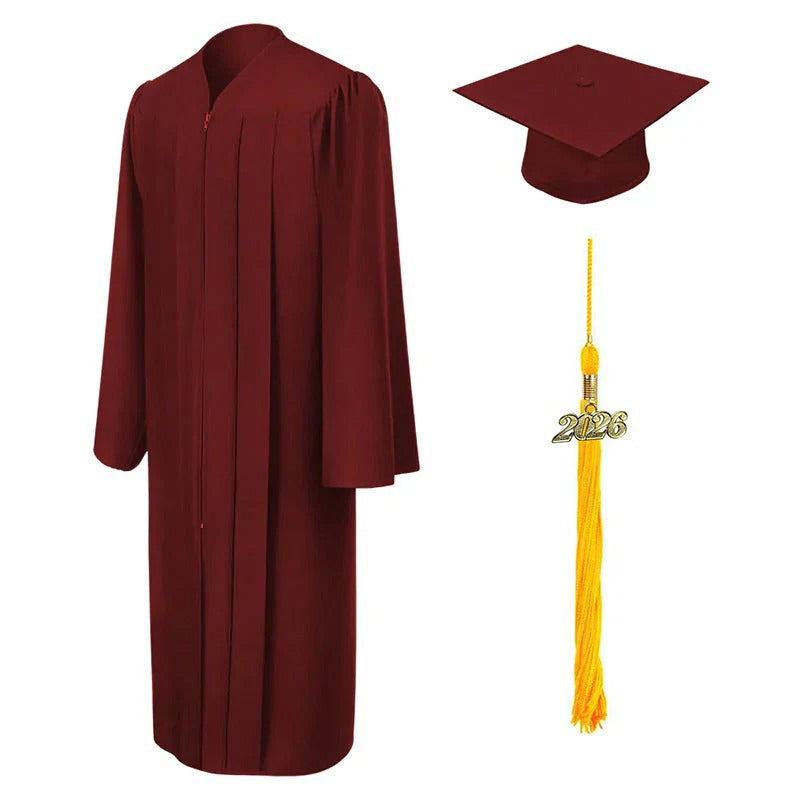 Matte Burgundy Cap & Gown with Gold Tassel - Southwest Leadership Academy