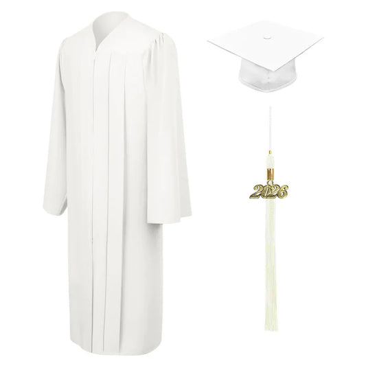 Matte White Middle School Cap, Gown & Tassel