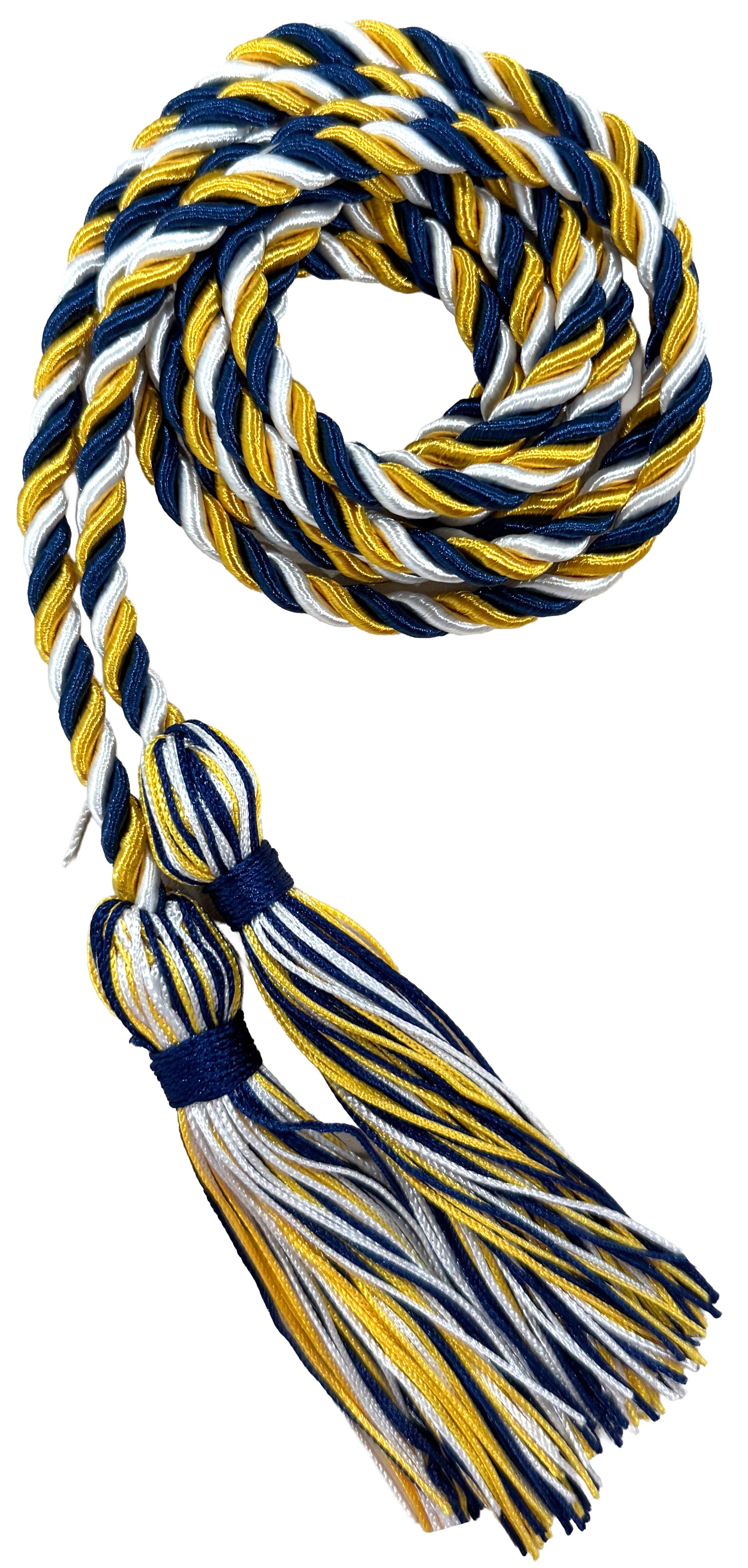 Navy Blue, Gold & White Three Color Graduation Honor Cord